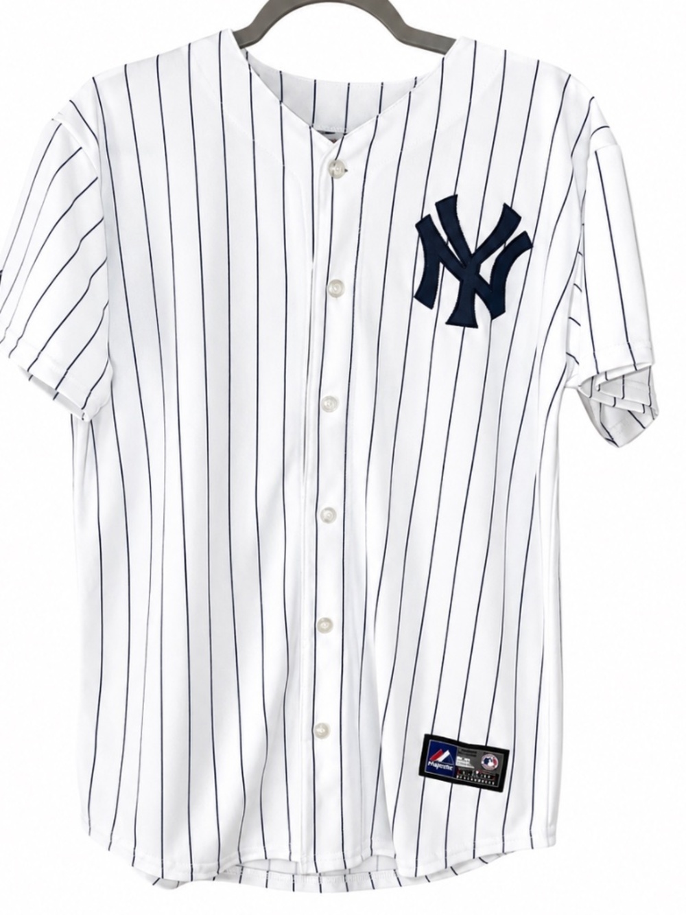 Majestic NY Yankees Derek Jeter #2 Pinstripe Jersey Youth XL 18/20 Fits Men S/Wm